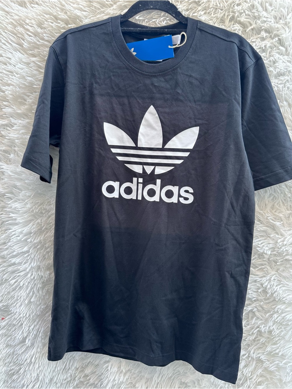 Adidas black short sleeve white front logo